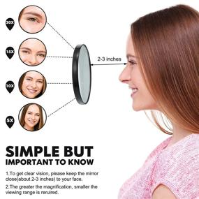 img 2 attached to 🧳 Travel Makeup Application Kit: Portable Handheld Round Magnifier Mirror Set with 8 Pieces of Suction Cup Magnifying Mirrors (20x, 15x, 10x, 5x) and 4 Tweezers