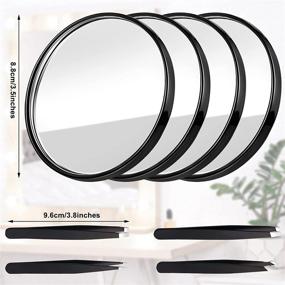 img 3 attached to 🧳 Travel Makeup Application Kit: Portable Handheld Round Magnifier Mirror Set with 8 Pieces of Suction Cup Magnifying Mirrors (20x, 15x, 10x, 5x) and 4 Tweezers