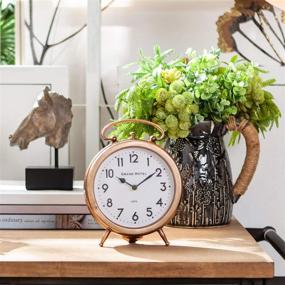 img 1 attached to 🕰️ Nikky Home Vintage Shelf Clock: Silent Non-Ticking Analog Table Top Desk Clock for Elegant Rose Gold Living Room Decor