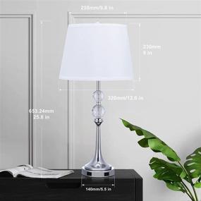 img 2 attached to 💡 Set of 2 USB Table Lamps, 26”H Bedside Lamp with White Lampshade, Crystal Ball Lamp Set with USB Port, Nightstand Lamp for Bedroom Living Room