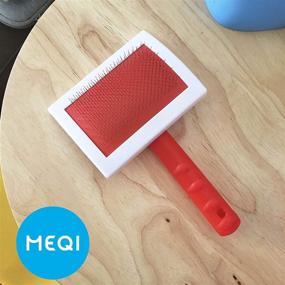 img 3 attached to 🧹 MeQi RED Fur Brush for Rug, Sheepskin & Coats - Premium Cleaning Brush (L)