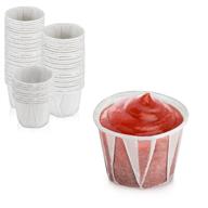 🥣 500 pack of white 0.75 oz treated paper souffle portion cups: ideal for condiments, samples, jello shots & sauces - disposable & convenient logo