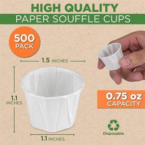 img 3 attached to 🥣 500 Pack of White 0.75 oz Treated Paper Souffle Portion Cups: Ideal for Condiments, Samples, Jello Shots & Sauces - Disposable & Convenient