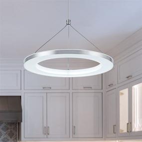 img 4 attached to 💡 CHYING Contemporary Pendant Light, Mini LED Chandeliers Ceiling Light, 1-Ring, 15W, Cool White, 6500K, Adjustable Height Hanging Light Fixture for Dining Room, Restaurant, Modern Kitchen Island Lighting Solution