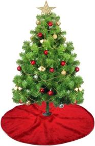 img 1 attached to 🎄 Red Plush Christmas Tree Skirt - 36 inches | Festive Holiday Decorations for Christmas