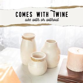 img 2 attached to 🏺 Versatile Set of 3 White Vases: Ideal for Rustic & Modern Farmhouse Interiors - Enhance Your Fireplace Decor, Living Room, and More!