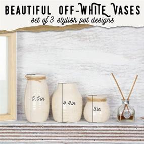 img 3 attached to 🏺 Versatile Set of 3 White Vases: Ideal for Rustic & Modern Farmhouse Interiors - Enhance Your Fireplace Decor, Living Room, and More!