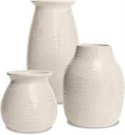 🏺 versatile set of 3 white vases: ideal for rustic & modern farmhouse interiors - enhance your fireplace decor, living room, and more! logo