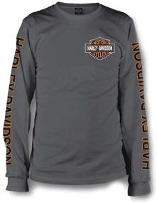 img 2 attached to 👕 Harley-Davidson Men's Long Sleeve Orange Bar & Shield Grey Shirt - Stylish and Comfortable Apparel for Motorcycle Enthusiasts (30291963)
