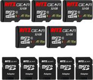 ritzgear 32gb microsdhc карта памяти (5 штук), class10 v30 a1 u3 uhs1 - идеальная микро sd-карта для полного hd, 3d, 4k видео и совместимости с raw-фотографией. логотип