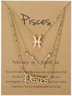 🌙 set of 3 layered zodiac pendant necklaces with constellations, retro paper card, horoscope floral birth month design - ideal valentine's day gift for women, girls, teens; friendship jewelry for better seo logo