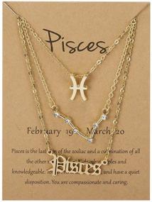 img 1 attached to 🌙 Set of 3 Layered Zodiac Pendant Necklaces with Constellations, Retro Paper Card, Horoscope Floral Birth Month Design - Ideal Valentine's Day Gift for Women, Girls, Teens; Friendship Jewelry for Better SEO