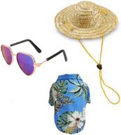 🐱 yoavip pet dog cat hawaiian shirt and straw hat summer camp sunglass set (pack of 3) логотип