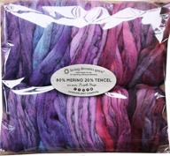 🧶 hand-dyed merino tencel spinning fiber: luxuriously soft wool top roving crafted for hand spinning, felting, blending, and weaving. 5oz variegated mini skeins in stunning purple haze logo