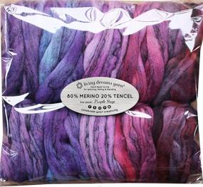 img 2 attached to 🧶 Hand-Dyed Merino Tencel Spinning Fiber: Luxuriously Soft Wool Top Roving Crafted for Hand Spinning, Felting, Blending, and Weaving. 5oz Variegated Mini Skeins in Stunning Purple Haze