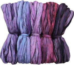 img 1 attached to 🧶 Hand-Dyed Merino Tencel Spinning Fiber: Luxuriously Soft Wool Top Roving Crafted for Hand Spinning, Felting, Blending, and Weaving. 5oz Variegated Mini Skeins in Stunning Purple Haze