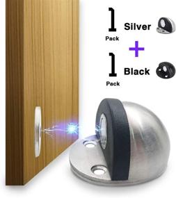 img 3 attached to 🚪 Magnetic Door Stopper Pack: 2 Magnetic Door Stops with 3M Adhesive, Silver & Black Combo, Brushed Satin Nickel Finish