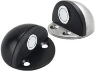 🚪 magnetic door stopper pack: 2 magnetic door stops with 3m adhesive, silver & black combo, brushed satin nickel finish логотип