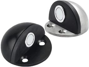 img 4 attached to 🚪 Magnetic Door Stopper Pack: 2 Magnetic Door Stops with 3M Adhesive, Silver & Black Combo, Brushed Satin Nickel Finish