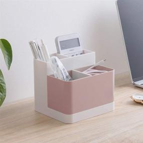 img 3 attached to 🗄️ Desktop Storage Organizer for Desk, Office Supplies & Vanity Table + Pencil & Card Holder Box