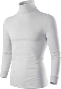 img 4 attached to 👔 High-Quality Turtleneck Men's Long Sleeve Thermal Underwear Sweater: Black White Base Layer Shirt