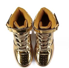 img 1 attached to Ehyseli Ehyseli Kids LED Light Up Shoes USB Flashing Sneakers For Toddler Boys Girls Child Unisex 30 Gold Numeric_12 Boys' Shoes