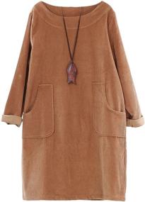 img 4 attached to 👗 Stylish Oversize Tunic Dress: Mordenmiss Women's Corduroy Casual Long Sleeve Shirt Dresses with Convenient Pockets