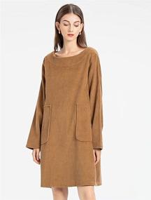 img 1 attached to 👗 Stylish Oversize Tunic Dress: Mordenmiss Women's Corduroy Casual Long Sleeve Shirt Dresses with Convenient Pockets