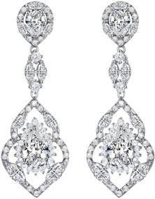 img 4 attached to 💎 SELOVO Vintage Chandelier Teardrop Dangle Earrings, Silver Tone Zircon Wedding Earrings