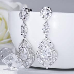 img 2 attached to 💎 SELOVO Vintage Chandelier Teardrop Dangle Earrings, Silver Tone Zircon Wedding Earrings