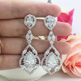 img 3 attached to 💎 SELOVO Vintage Chandelier Teardrop Dangle Earrings, Silver Tone Zircon Wedding Earrings