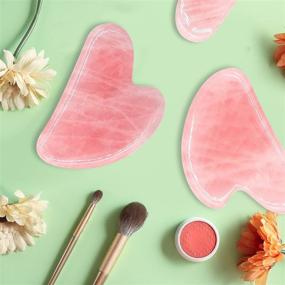 img 2 attached to 💎 Массажный инструмент Gua Sha: Розовый кварцевый Джаде Гуаша для лица, шеи и массажа в спа-салоне