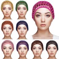 🧶 9-piece mesh crochet hair net rayon knit snood hat - thick short women hairnet snoods cover ornament for sleeping (black, green, khaki, rose red, light brown, pink, purple, orange, navy blue) logo