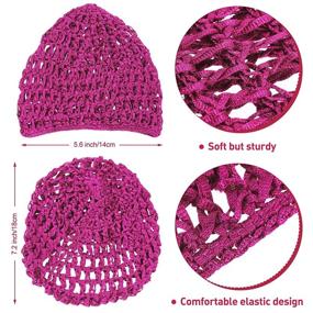 img 1 attached to 🧶 9-Piece Mesh Crochet Hair Net Rayon Knit Snood Hat - Thick Short Women Hairnet Snoods Cover Ornament for Sleeping (Black, Green, Khaki, Rose Red, Light Brown, Pink, Purple, Orange, Navy Blue)