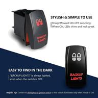 mgi speedware led rocker switch on-off, 20a 12vdc, 5-pin - laser etched backup lights (red) with jumper wires logo