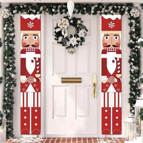 img 4 attached to Outdoor Nutcracker Christmas Decorations - Life Size Soldier Model 🎅 Nutcracker Banners for Front Door, Porch, and Garden - Xmas Ornament