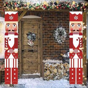 img 1 attached to Outdoor Nutcracker Christmas Decorations - Life Size Soldier Model 🎅 Nutcracker Banners for Front Door, Porch, and Garden - Xmas Ornament