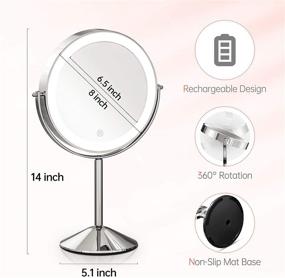 img 1 attached to 💄 Benbilry 8 Inch Lighted Makeup Mirror - 1X/10X Magnifying Vanity Mirror with Adjustable Brightness and 3 Color Modes - Cordless Touch Control Mirror with 360° Rotation - Rechargeable and SEO-friendly