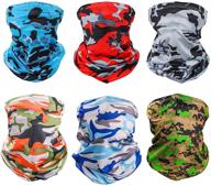 6 pack sun uv protection face mask neck gaiter windproof scarf sunscreen breathable bandana balaclava for sports and outdoor activities (camouflage pattern) логотип