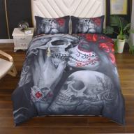 suncloris 3d dead sugar skull girl kissing skull bedding set - queen size | duvet cover & pillowcase included logo