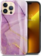 📱 gviewin iphone 13 pro case 6.1 inch 2021 - slim glossy soft tpu shockproof protective cover, marble phone case for women & girls, stylish phone case cover (romantic purple) logo