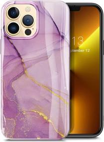 img 4 attached to 📱 GVIEWIN iPhone 13 Pro Case 6.1 Inch 2021 - Slim Glossy Soft TPU Shockproof Protective Cover, Marble Phone Case for Women & Girls, Stylish Phone Case Cover (Romantic Purple)