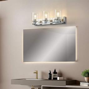 img 2 attached to 💡 Deyidn 3-Light Bathroom Vanity Light Fixture: Modern Chrome Wall Sconce with Glass for Farmhouse Bedroom and Living Room Decor