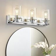 💡 deyidn 3-light bathroom vanity light fixture: modern chrome wall sconce with glass for farmhouse bedroom and living room decor логотип