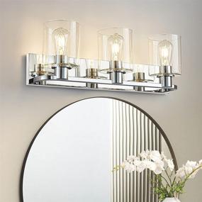 img 4 attached to 💡 Deyidn 3-Light Bathroom Vanity Light Fixture: Modern Chrome Wall Sconce with Glass for Farmhouse Bedroom and Living Room Decor