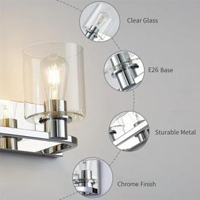 img 1 attached to 💡 Deyidn 3-Light Bathroom Vanity Light Fixture: Modern Chrome Wall Sconce with Glass for Farmhouse Bedroom and Living Room Decor