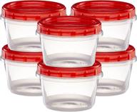 🍱 convenient 16oz twist cap deli containers: 10 pack - clear bottom, red top screw on lids - ideal for food storage & freezing логотип