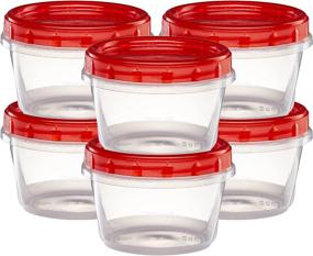 img 4 attached to 🍱 Convenient 16oz Twist Cap Deli Containers: 10 Pack - Clear Bottom, Red Top Screw On Lids - Ideal for Food Storage & Freezing