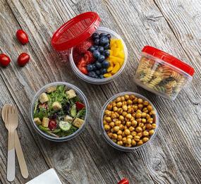 img 3 attached to 🍱 Convenient 16oz Twist Cap Deli Containers: 10 Pack - Clear Bottom, Red Top Screw On Lids - Ideal for Food Storage & Freezing