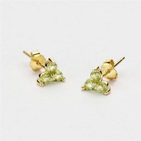 img 1 attached to 💎 Michooyel Dainty Trio Earrings Studs 18K Gold Plated 925 Sterling Silver Peridot Garnet Diamond Fine Jewelry for Women - Enhanced SEO